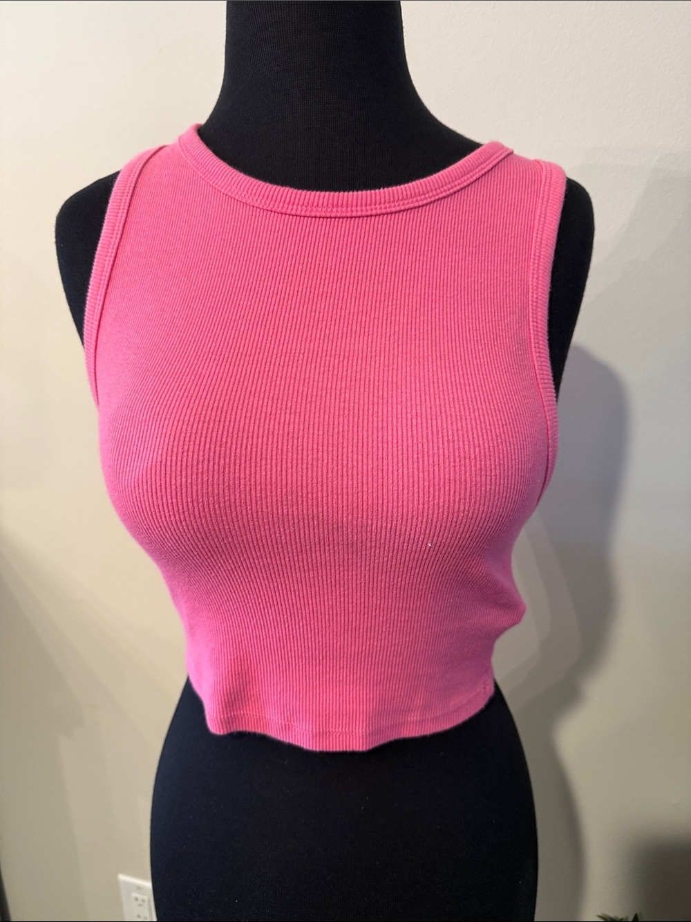 Zara Hot Pink Ribbed Cropped Tank size medium